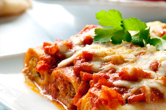 Lasagna in baking dish